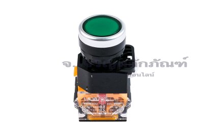 [E] สวิตช์ปุ่มกด ปุ่มรีเซ็ตตัวเอง รุ่น LA38-11BN ปุ่มสีเขียว